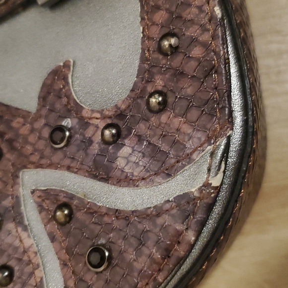 Guess Y2K Shoulder Bag Purple Snakeskin and Silver - Picture 5 of 6